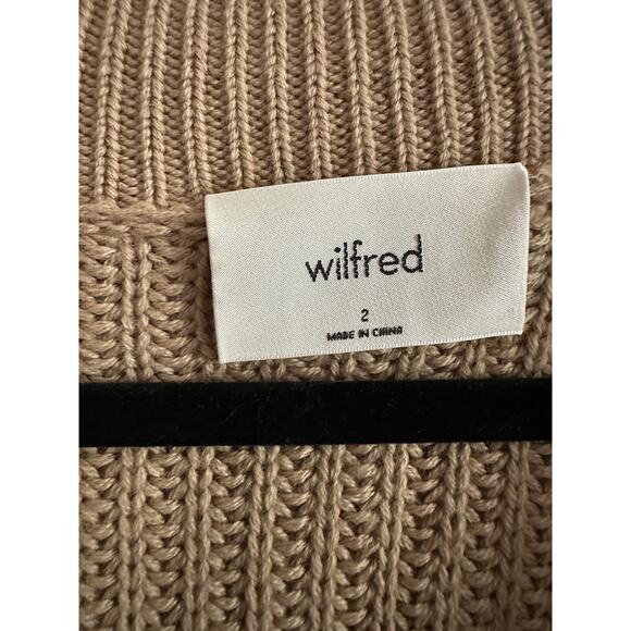 WILFRED Aritzia Belize Oversized Wool V-Neck Camel Sweater - Sz 2/Med NWOT - Picture 4 of 7